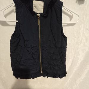 Copper Key girls fleece lined Navy Blue vest w/ gold trim zipper SZ 6-6x